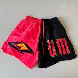 Vintage 90s Umbro Shorts Adult Small Athletic Soccer Colorblock Pink Black USA